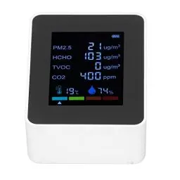 Produktbild: Zerodis MonitorAir Quality DetectorTemperature and CO2 Meter Air Quality Monitor Temperature PM2.5 TVOC HCHO Detector USB Charging Multifunctional 6 in 1 CO2 Detector (Weiss)