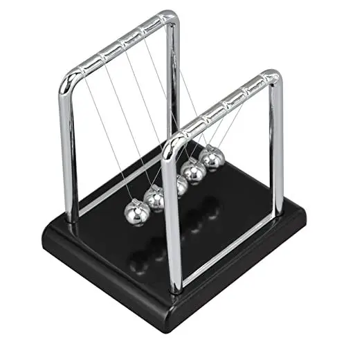 Produktbild: Zerodis Newton's Balance Balls, Tragbarer Desktop-Metall-Balance-Pendelball, Physik, Wissenschaft, Gadget-Tool für Bürospiele, Desktop-Dekoration (Schwarzer Boden)
