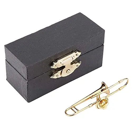 Produktbild: Zerodis Posaune Kornett Brosche Damen Musikinstrument Brosche Mini Einzigartige Vergoldung Brosche Set Musical Pin Brosche(Posaune)