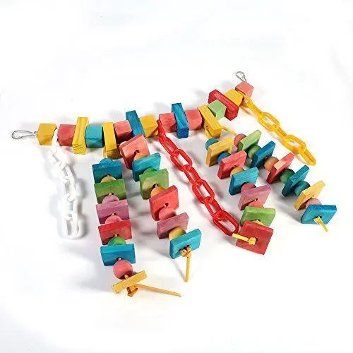 Produktbild: Zerodis Vogel-Kauspielzeug, Papageienkäfig-Biss-Spielzeug Holzblock Vogel-Papageien-Spielzeug Mehrfarbige Schaukelbrücke Hängendes Kauspielzeug für kleine Papageien und Vögel
