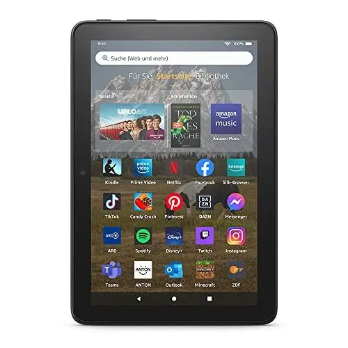 Produktbild: Fire HD 8-Tablet, 8-Zoll-HD-Display, 64 GB, für Unterhaltung unterwegs (2022), schwarz, mit Werbung