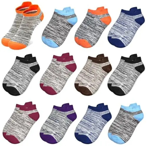 Produktbild: ZERULETS 12 Paare Sneaker Socken Jungen Baumwolle Kindersocken Mädchen Söckchen Sportsocken für 1-14 Jahre(5-7 Jahre,12 Paare)