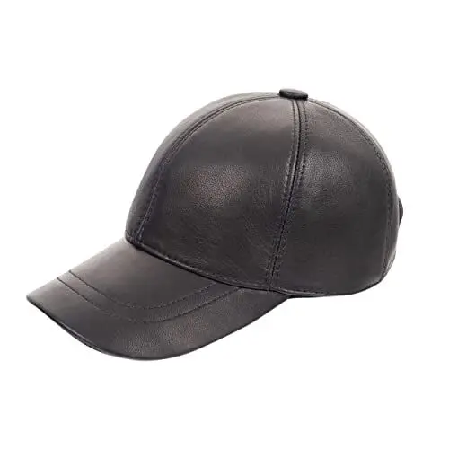 Produktbild: Zessano Echtleder Baseballkappe für Herren und Damen - 100% Schafsleder Unisex Baseball Cap - Verstellbar, Einfarbig, Einheitsgröße, Sonnenmütze (Schwarz)