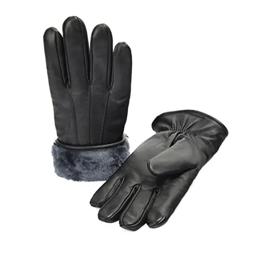 Produktbild: Zessano Herren Winterhandschuhe hochwertige Herrenhandschuhe aus Lammfell mit Innenfutter aus Lammfell, Schwarz, Größe XXL