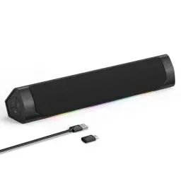 Produktbild: ZETIY PC Lautsprecher, Bluetooth Gaming-Lautsprecher USB Computer Soundbar, Music Boxen mit 3D Surround Stereo mit LED-Lichtern für Desktop, PC, Laptop, Smartphones, Monitore - Schwarz