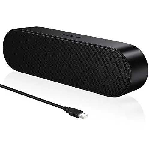 Produktbild: ZETIY PC Lautsprecher, USB Computer Lautsprecher mit USB-Einspeisung, PC Soundbar mit USB C Anschluss, USB Lautsprecher PC für Desktop, Laptop, Notebook, Plug and Play （Schwarz）