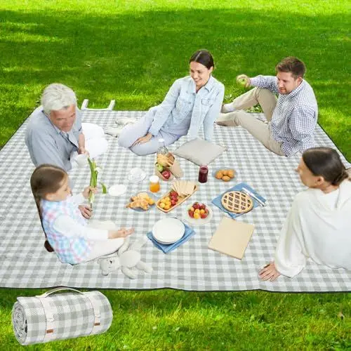Produktbild: Zettfuly Picknickdecke Outdoor Extra Groß - 203 x 203 cm, Tragbare wasserdichte Picknickdecke, Waschmaschinenfeste 3-lagige Faltbare Picknickmatte mit Sandabweisender Unterseite (Grün)