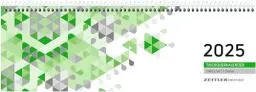 Produktbild: Zettler - Tischquerkalender 2025 grün, 29,6x9,9cm, Bürokalender mit 60 Seiten, Tages-, Wochen- und Zinstageszählung, Steuerterminen, Spiralbindung und internationales Kalendarium