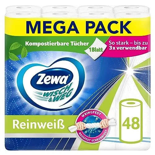 Produktbild: Zewa Wisch & Weg Reinweiss 4x48 Blatt / 12 Packungen