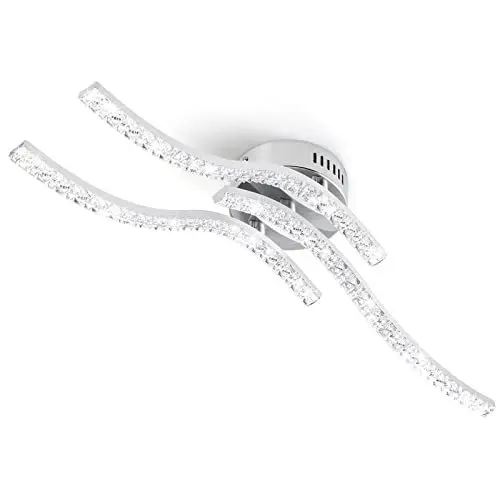 Produktbild: Zewanny LED Deckenleuchte, 24W Acryl Wellenförmige Deckenlampe 3 Parallel Flammige 2640 Lumen Deckenleuchte für Esszimmer Wohnzimmer, Schlafzimmer, Küchenflur, Schlafzimmer (5500K Kaltesweiß, Chrom)