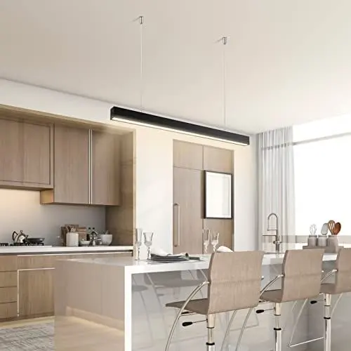 Produktbild: Zewanny LED Hängelampe,Esstisch Kücheninsel Hängeleuchte,Moderne Büro Pendelleuchte Höhenverstellbar Lineare Pendellampe,107CM 36W 4000K Natural Licht Aluminium,Decke Lichter für Wohnzimmer Küche
