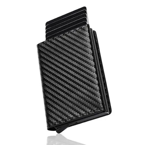 Produktbild: ZEWZI RFID-Schutz Kartenetui Herren - Pop-Up-Geldbörse für Kreditkarten und Scheine - Geldbeutel mit Magnetverschluss -Slim Wallet Geldbeutel