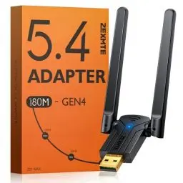 Produktbild: ZEXMTE 5.4 USB Bluetooth Adapter für PC, Long Range USB Bluetooth Dongle mit High Gain Antenne, Wireless Bluetooth Empfänger 590FT / 180M, Plug & Play Bluetooth Adapter für PC Windows 11/10/8