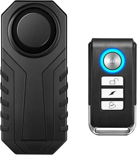Produktbild: Fahrrad Alarm, 113dB Diebstahlsicherung Alarm Mit Fernbedienung, Vibration Motion Sensor Wasserdicht Alarm Für Motorrad, Roller, Fahrrad, Tür