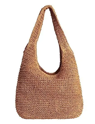 Produktbild: ZFBAOJT Stroh Tasche für Frauen Strand Woven Tote Bag Große Kapazität Umhängetasche für Sommerurlaub Braun