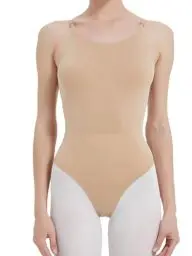 Produktbild: zffriction Ballett Trikot Damen Ballettanzug Camisole Nahtlose Turnanzug BallettKleidung Tanzen Unterwäsche mit Verstellbaren Trägern (L,Nude)