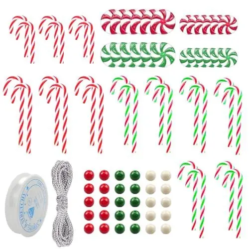 Produktbild: Zfseyuh Zuckerstangen Weihnachtsbaum Deko 48 Stück Zuckerstangen Weihnachten Deko Weihnachtsbaumschmuck Anhänger Candy Weihnachtsdeko für Weihnachtsbaum Tannenbaum Deko