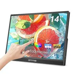 Produktbild: ZFTVNIE Touchscreen Portable Monitor 14 Zoll Tragbarer Monitor FHD 1920x1080P IPS Bildschirm HDR Display, Touchscreen Externer Monitor mit HDMI USB Typ-C Häfen für Laptop PC PS4 Xbox Telefon