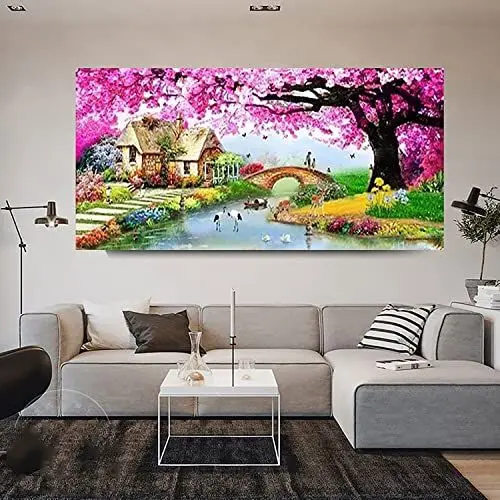 Produktbild: ZGmaxCL DIY 5D Diamond Painting Stickerei Strass Diamant Malerei Diamond Painting Set Diamant Painting Bilder Erwachsene Kinder Groß Traumheim Wohnzimmer Dekoration 150x60 cm