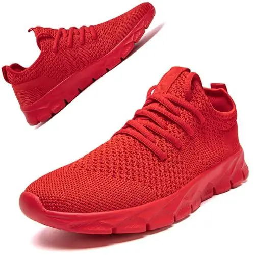 Produktbild: ZGPWZWL Damen Turnschuhe Sneaker Schuhe Sportschuhe Tennisschuhe Walkingschuhe Laufschuhe rutschfest Atmungsaktiv Leichtgewichts Straßenlaufschuhe,Rot EU 41
