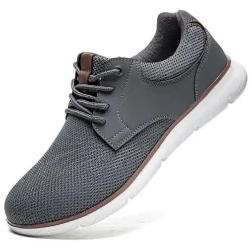 Produktbild: ZGPWZWL Herren Schuhe Sneakers Sommerschuhe Schnürhalbschuhe Turnschuhe Walkingschuhe Freizeit Leichtgewichts Mesh Casual Oxfords Schuhe,Grau,EU45