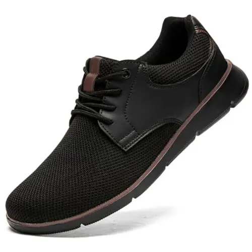 Produktbild: ZGPWZWL Herren Schuhe Sneakers Sommerschuhe Schnürhalbschuhe Turnschuhe Walkingschuhe Freizeit Leichtgewichts Mesh Casual Oxfords Schuhe,Schwarz,EU43