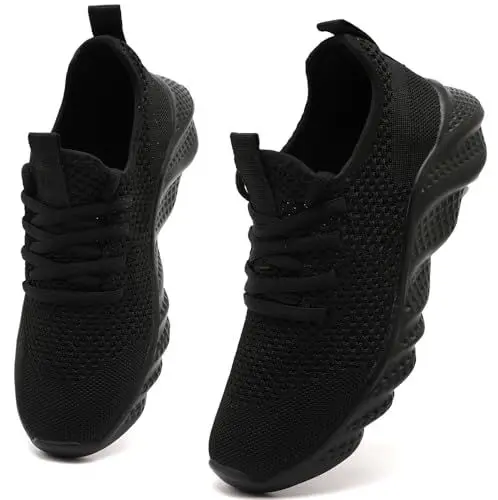 Produktbild: ZGPWZWL Schuhe Damen Sneakers Turnschuhe Laufschuhe Atmungsaktiv Schlupfschuhe Walkingschuhe Freizeitschuhe Bequem Leichte Sportschuhe,Schwarz EU 42