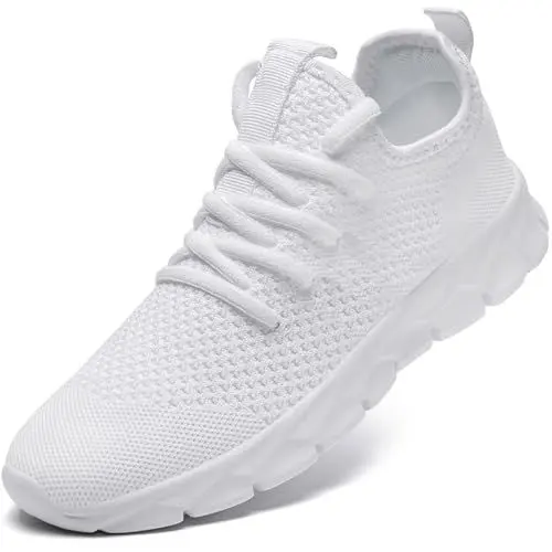 Produktbild: ZGPWZWL Herren Sneaker Bequeme Turnschuhe Atmungsaktiv Sportschuhe Leichtgewichts Sommerschuhe Laufschuhe,Weiß,EU44
