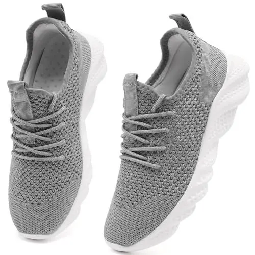 Produktbild: ZGPWZWL Turnschuhe Damen Sportschuhe Laufschuhe Atmungsaktiv Straßenlaufschuhe Schuhe Joggingschuhe Bequeme Leichtgewichts Slip on Sneakers Grau EU 41