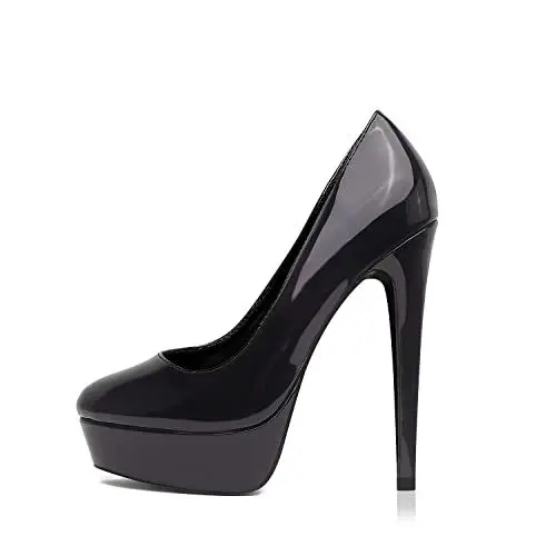 Produktbild: Zhabtuc Damen Plateau Pumps Geschlossen Runde Zeh High Heels 14cm Klassische Party Abschlussball Hochzeit Abend Stilettos Damenschuhe Schwarz 39 EU