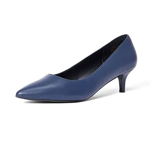 Produktbild: Zhabtuc Damen Pumps mit Kitten Heel, Sexy Spitz Niedrige Absätze 5 cm Absatzschuhe Geschlossene Pumps mit Kleinem Absatz Elegant Brautschuhe Büro Heel Schuhe, Navy Blau 40EU