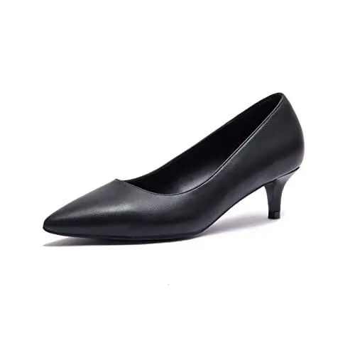 Produktbild: Zhabtuc Damen Pumps mit Kitten Heel, Sexy Spitz Niedrige Absätze 5 cm Absatzschuhe Geschlossene Pumps mit Kleinem Absatz Elegant Brautschuhe Büro Heel Schuhe, Schwarz 40EU