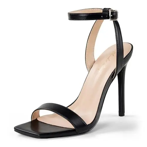 Produktbild: Zhabtuc Damen Sandaletten High Heels Elegant Sommerschuhe Stiletto-Sandalen mit Offenem Zeh Party Abschlussball Hochzeit Stöckelschuhe, Schwarz, 39 EU