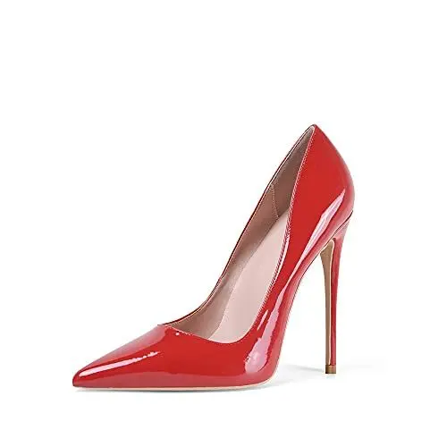 Produktbild: Zhabtuc Damen Stiletto Pumps Klassische Geschlossene High Heels Sexy Spitze Stiletto Damenschuhe Abschlussball Party Hochzeit Pendler Kleid Stöckelschuhe Rot 39 EU(9 US)