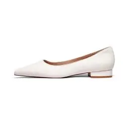 Produktbild: Zhabtuc Flache Ballerinas für Damen Schuh mit Spitzer Zehenpartie Elegante Slip-on Schuhe mit Niedriger Absatz Hochzeitsschuhe Arbeitsschuhe Business-Schuhe, Weiß, 37.5 EU