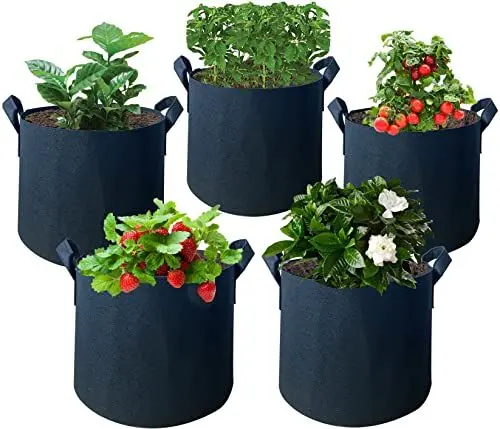 Produktbild: ZhaoCo Pflanzsack aus Vliesstoff 5 Stück, Kartoffelsack 3 Gallonen/ 5 Gallonen/ 7 Gallonen/ 10 Gallonen Pflanzbehälter für Garten Kartoffeln Tomaten Gemüse Kräute Pflanzen Obst Kräuter - 10 Gallonen