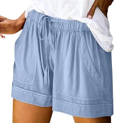 Produktbild: ZHENDEGL Damen-Shorts,Baumwoll Shorts Damen,Sommer Sachen,Damenshorts Für Frauen Sommer Boho-Strandlook,
