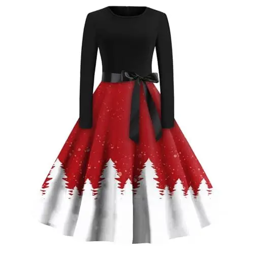 Produktbild: ZHENDEGL Damenkleider Herbst Dresses for Women Elegant Off Shoulder Kleid Business Kleid Damen Ugly Sweater Festkleider Damen Kleider Winter Langarm Party Kleider Damen Elegant Karo Kleid Damen