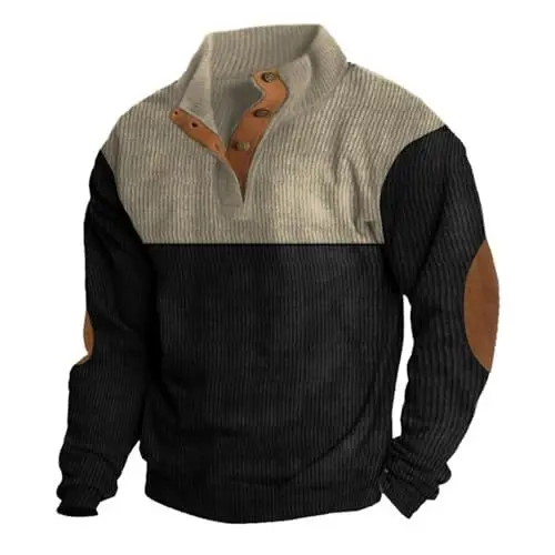 Produktbild: ZHENDEGL Herren Fleece Pullover Rot Pailletten Hose Slim Fit Winterpullover Männer Pulli Sweatshirt Jacke Mit Kapuze Langarm Rollkragenpullover Herren Mode Pullover Schwarz XL