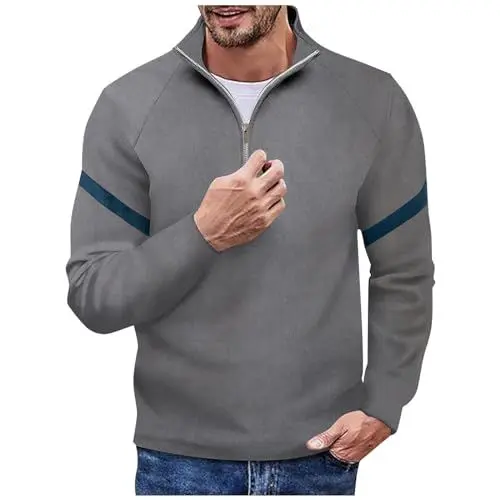 Produktbild: ZHENDEGL Half Zip Pullover Herren Sweatjacke Herren Oversized Hoodie Herren Hoodie Herren Schwarz Herbst Pullover Herren Winterpullover Herren