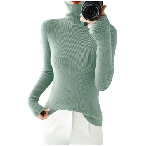 Produktbild: ZHENDEGL Pullover Damen Women's Jumpers Pullover Damen Baumwolle Pulli Oversize Pullover Damen Winter Rot Long Pullover Grüner Rollkragenpullover Damen Pullover-Damen Asymmetrischer Pullover Damen