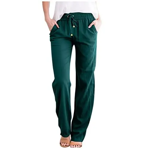 Produktbild: ZHENDEGL Sommer Hosen Damen Locker 3/4 Damen Stoffhose Damenhose Weites Bein Elegant Sommerhose Damen Leinenhose Damen Cargohose Viskose-Hose Für Damen Hose Damen Sommer Jogginghose Damen Gerades