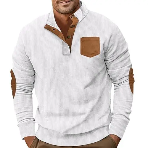 Produktbild: ZHENDEGL Zip Hoodie Herren Y2K Sweatshirt Herren Ohne Kapuze Rollkragenpullover Herren Ski Rolli Herren Langarm Turtle Neck Men Sweatshirt Jacke Herren Pullover Für Herren Sweatshirt Jungen Cordjacke