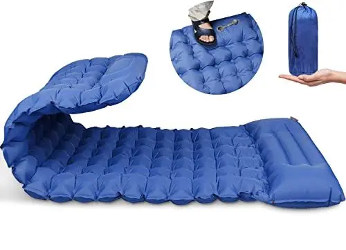 Produktbild: Zhiwei Isomatte Camping Selbstaufblasend Luftmatratze Outdoor Ultraleicht Schlafmatte Dick Aufblasbare Mit Kissen Faltbar Thermo Iso Matte mit Fußpresse Pumpe Für Zelt Trekking Strand Reise Wandern