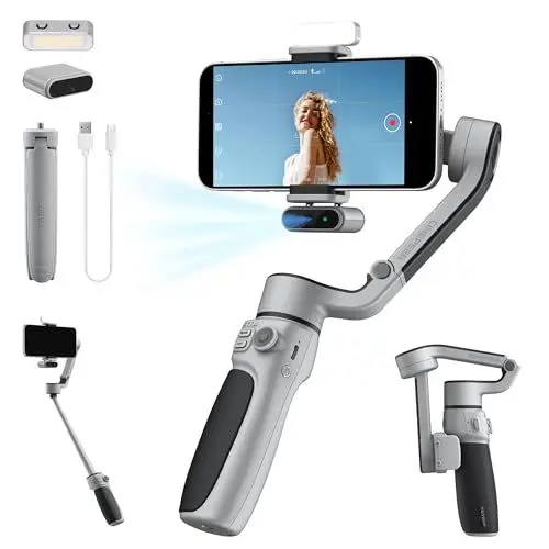 Produktbild: ZHIYUN CINEPEER CQ5 Combo (Official) Gimbal Smartphone mit Stimme-Gestützter, AI Tracker, Magnetisches Fülllicht, Gimbal Stabilisator für iPhone/Android, Handy Stabilisator für Vlogs, Live Streaming