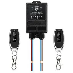 Produktbild: ZHOFONET IP65 wasserdicht Fernbedienung Schalter,AC110v/220v/230v/240v Drahtloser Schalter,40A Relais Funk RF-Schalter mit 328ft Long Range,für Rolltorschleusen,Leuchten und Diebstahl warnanlagen