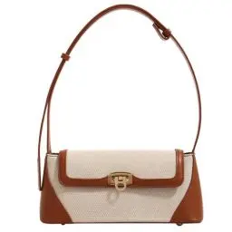 Produktbild: zhongningyifeng Clutch Umhängetasche Klein für Frauen PU Leder Canvas Mini Tote Handtasche Geldbörse mit Schnallenverschluss (brown)
