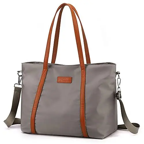 Produktbild: zhongningyifeng Tragetasche für Damen Nylon 15,6 Zoll Laptop Schulter Handtasche Geldbörse für Reisearbeit (grey)