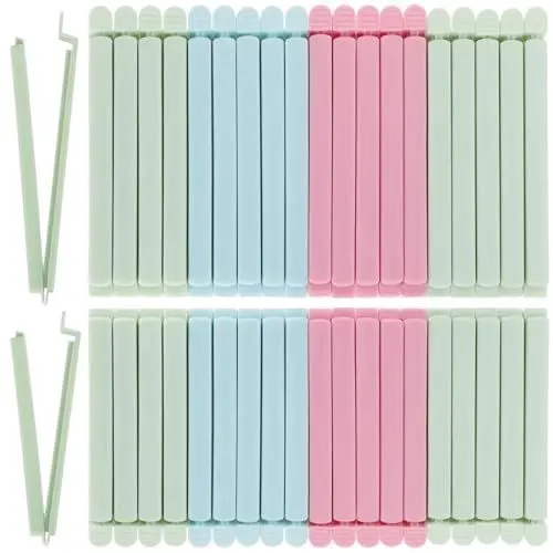 Produktbild: Zhtulck Verschlussclips, 40 Stück Clips für Tüten, 12/15 cm Verschlussklammern Plastik Mehrere Farben, Frischhalteclips Tütenclips für Verpackung Süßigkeiten Snacks