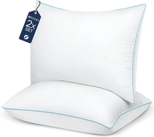 Produktbild: Zibroges Luxus Kopfkissen 40x80 cm 2er Set Kissen, Ergonomisches Kissen 40x80cm Bettkissen Doppelpack mit Premium 100% Mikrofaser Füllung, Waschbar, Ideal für Tiefen Erholsamen Schlaf